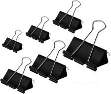 Binder Clips 200-Pack Assorted Sizes Black Metal Paper Clamps Office Supplies