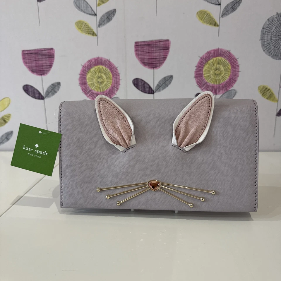 Kate Spade NY Make Magic Hop To It Leather Bunny Rabbit Crossbody Clutch Bag New - Image 2 of 4