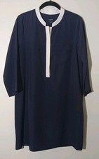 J. Crew Women's Navy Blue Cream Trim Shirt Dress, Size 6.