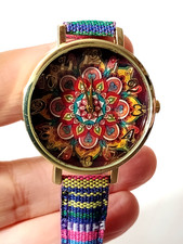 Women's Watch - Bohemian Woven Strap Chic Watch "Flower" - Fits 8-1/2" NEW