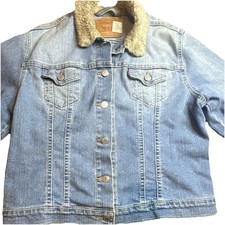 Vintage Levi's Womens Sherpa Lined Denim Trucker Jacket Blue Wash Size L