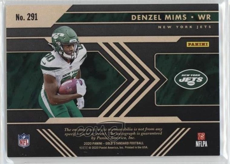 2020 Panini Gold Standard Jersey Triple /99 Denzel Mims #291 Rookie Auto RC - Image 2 of 2
