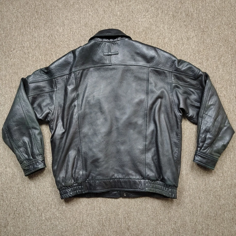 CROFT & BARROW Chaqueta de Cuero Vintage Hombres 2XLT Negro Cremallera Completa Forrado Abrigo Foto 4 de 4