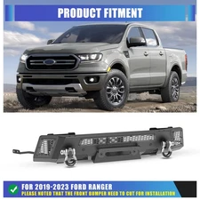 Black Steel Front Bumper For 2019 2020 2021 2022 2023 Ford Ranger w/ Winch Plate
