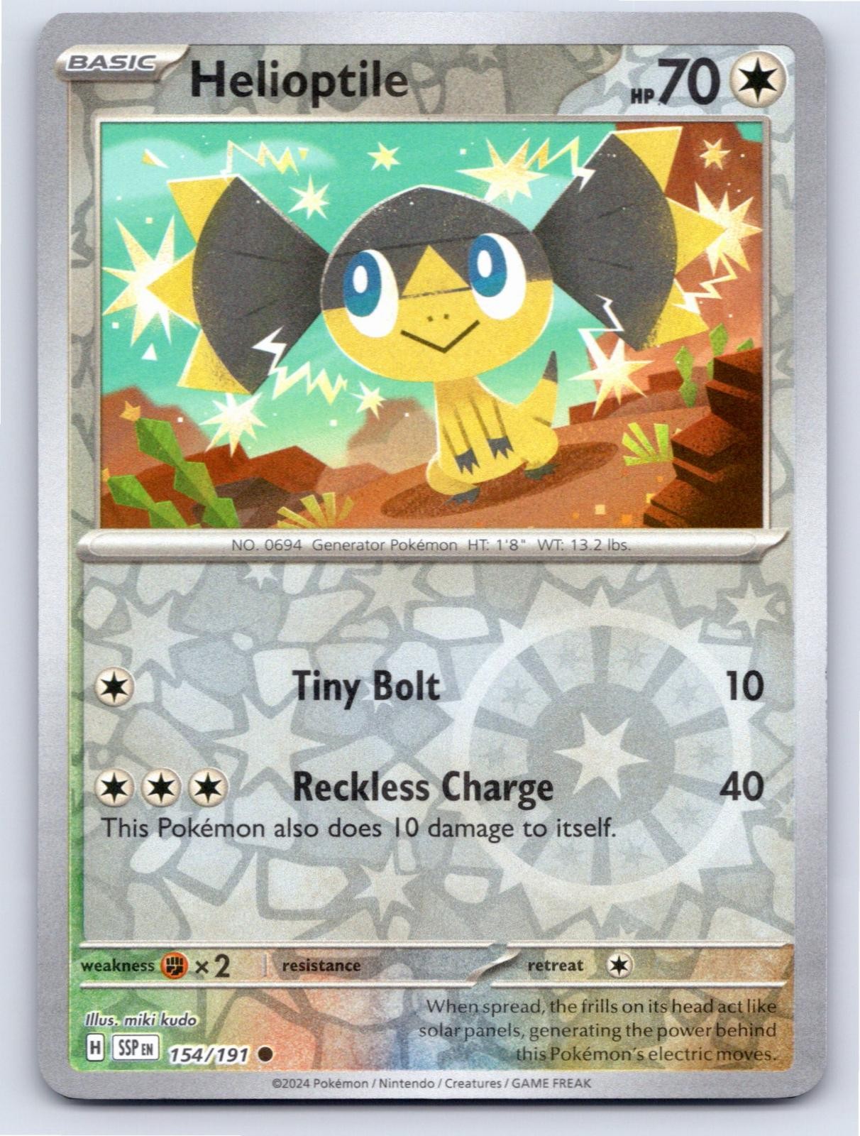 POKEMON HELIOPTILE SURGING SPARKS 154/191 REVERSE HOLO COMMON NM A2203 FREE S&H