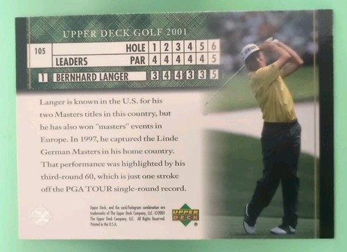 2001 Upper Deck - Leaderboard Bernhard Langer #105 - Picture 2 of 2