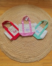 Authentic Trader Joe's Mini Pastel Canvas Tote Bags 3-Pack Foldable Multicolor