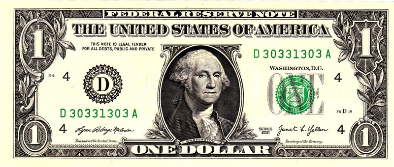 $1 2021 Fancy Serial  Uncirulated CU D30331303A