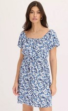 FREEMANS Print Puff Sleeve Mini Dress in Ice Blue Floral  fmn82-11 