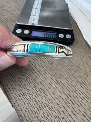 Ray Tracey cuff Sterling silver 14k Gold Turquoise 5.5 in plus 1 in opening