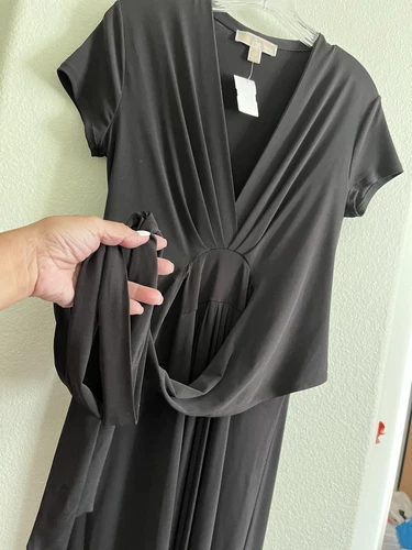 MICHAEL KORS SEXY TUFFO SCOLLO A V CLASSICO LAVORO FESTA SPLENDIDO MAXI ABITO M