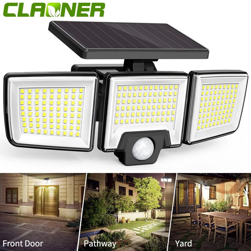 216 LED Solarleuchte Fluter mit Bewegungsmelder Solarlampe Außen Garten Strahler