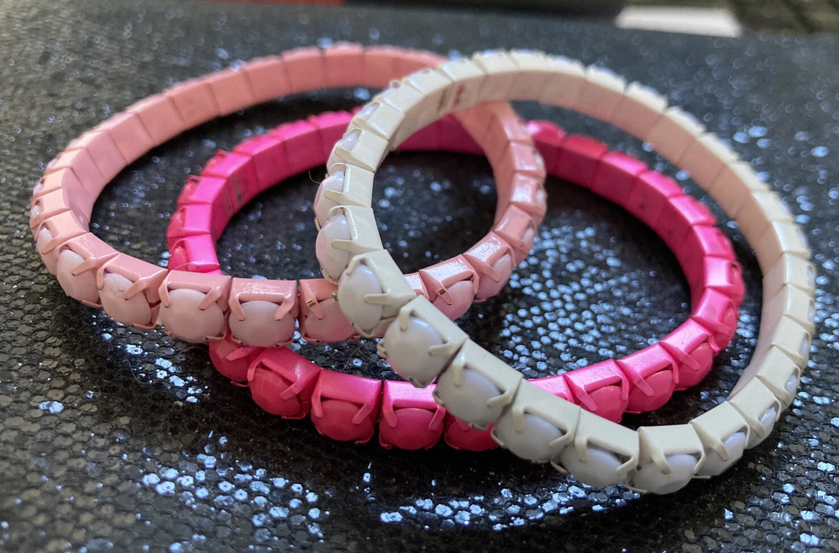 Cute Hot Pink Pale Pink White Articulated Faceted Acrylic Bracelets