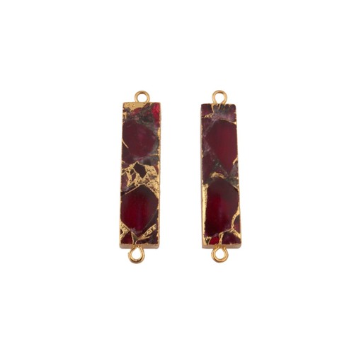 Fancy Shape Mohave Turquoise Gemstone In Brass Mojave Connector Earring - Picture 2 of 2