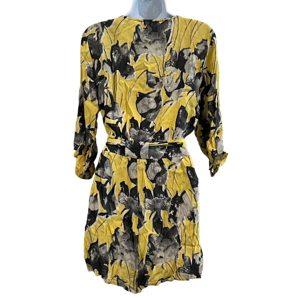 Mameluco floral Anthropologie Elevenses Somerset para mujer amarillo negro con cinturón talla XS Foto 2 de 4