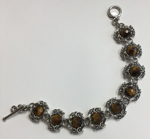REAL STERLING SILVER Women's Vintage Style Tiger's Eye Design BRACELET 29.7g - Picture 2 of 6