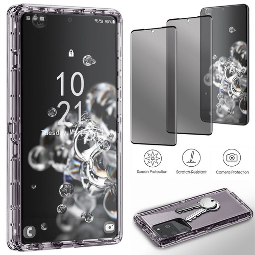 For Samsung S20+ S20 Ultra 5G Heavy Duty Clear Case Cover Privacy Tempered Glass - Picture 26 of 37
