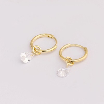 9ct Solid Gold Jennie Detachable Teardrop Huggie Hoops Earrings, 9K, Blackpink