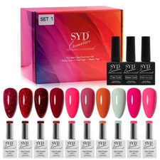 13PCS Gel Nail Polish Kit: 15ml Glitter, Glossy & Matte Top & Base ✅