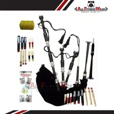 Scottish Highland Rosewood Bagpipe Fitted With Silver Mounts With Matching Cover