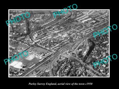 OLD 8x6 HISTORIC PHOTO OF PURLEY SURREY ENGLAND AERIAL VIEW OF TOWN c1950 1