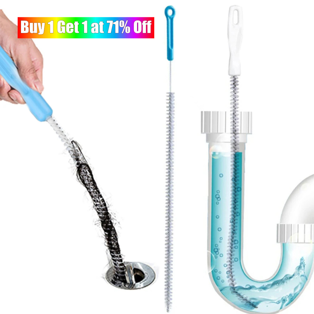 FLEXIBLE BENDABLE CLEANING BRUSH SNAKE KITCHEN SINK DRAIN UNBLOCKER