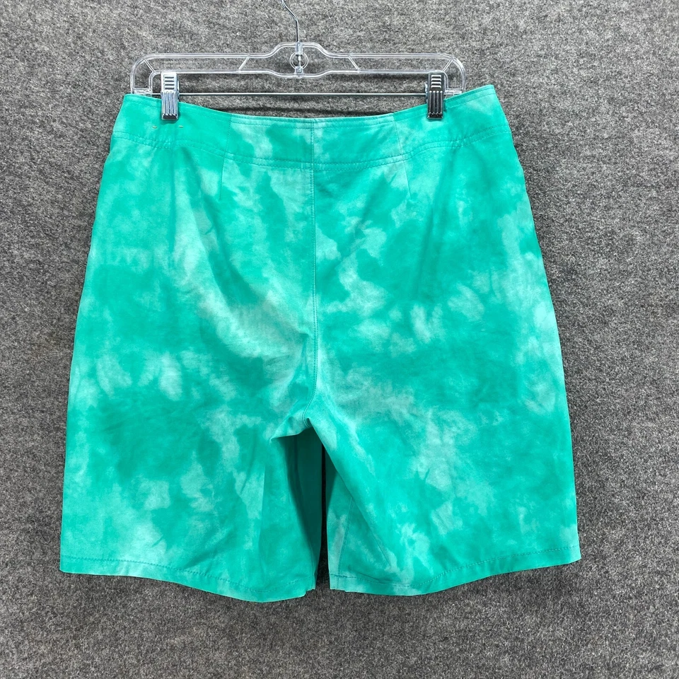 Hollister Swim Shorts Men 30 Green Colorblock Mid Rise Drawstring Lined Swimwear - Image 2 of 4