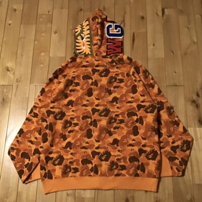 BAPE ムック限定 Fire camo シャーク パーカー flame APE BAPE Fire camo shark full zip hoodie a bathing ape NIGO Orange