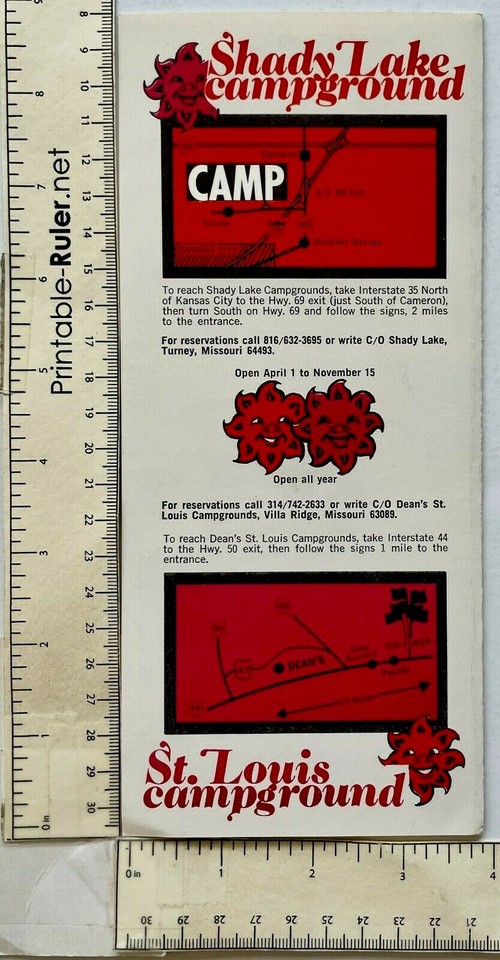 Shady Lake St Louis Campgrounds VTG Travel Brochure Villa Ridge