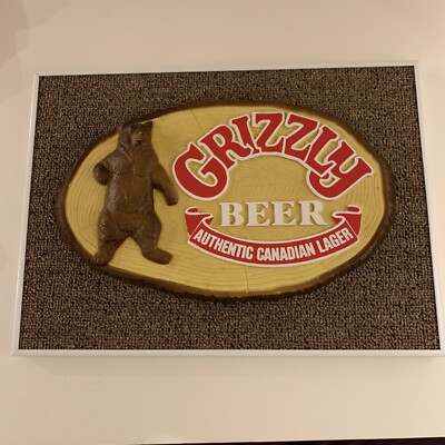 Vintage 1984 Grizzly Beer Authentic Canadian Lager Beer Sign