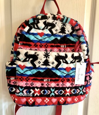 Vera Bradley NORDIC STRIPE MULTI Small Fleece Backpack Purse  display picture 2