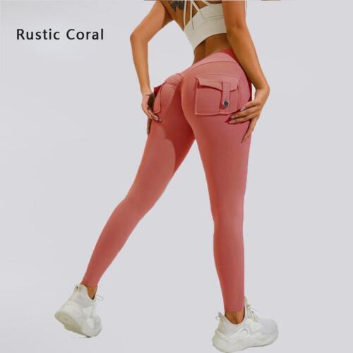 Style 2 Pockets Yoga Leggings Cargo Style Gym Women High Waist Pants for Workout - Picture 27 of 40
