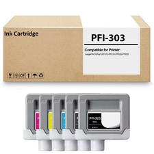 5 Pack PFI303 PFI-303 Ink Tank Cartridge for imagePROGRAF iPF810 iPF815 330ML