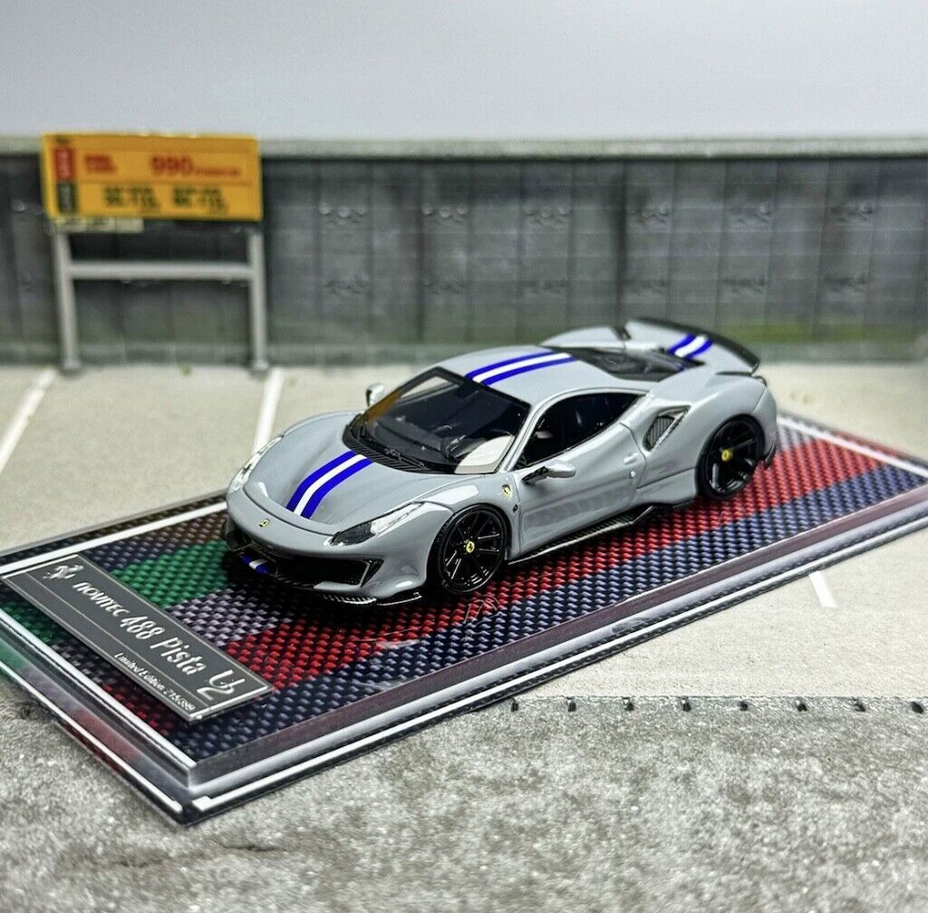 U2 1/64 フェラーリ488ピスタ　novitec グレー U2 1:64 Gray Novitec 488 Pista Racing Sports Model Diecast