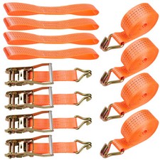 4 Pack Ratchet Tie Down Straps 10000 lbs 2" x 13 Heavy Duty Double J Hook