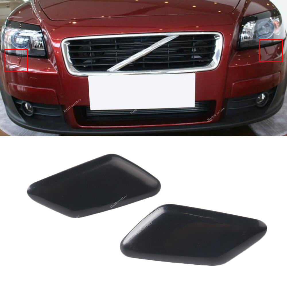 2x Front Headlight Washer Cover Caps – Left & Right For Volvo C30 2010-2013 (Unpainted)