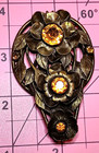 Antique Victorian Art Nouveau Coat Dress Fur Clip Citrine Glass Gold Faded Brass — photo 2