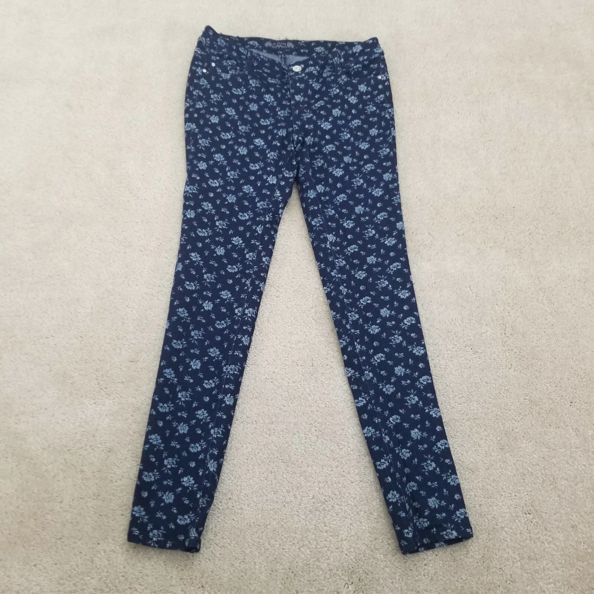 Vo Jeans Virgin Only Womens 28 Blue Denim Low Rise Floral Print Skinny Leg