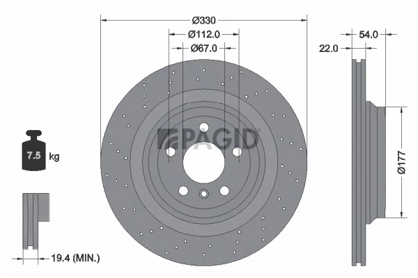 2x PAGID Disque Aéré Internement Perforé Ø330mm pour MERCEDES-BENZ M-CLASSE - Photo 1/1