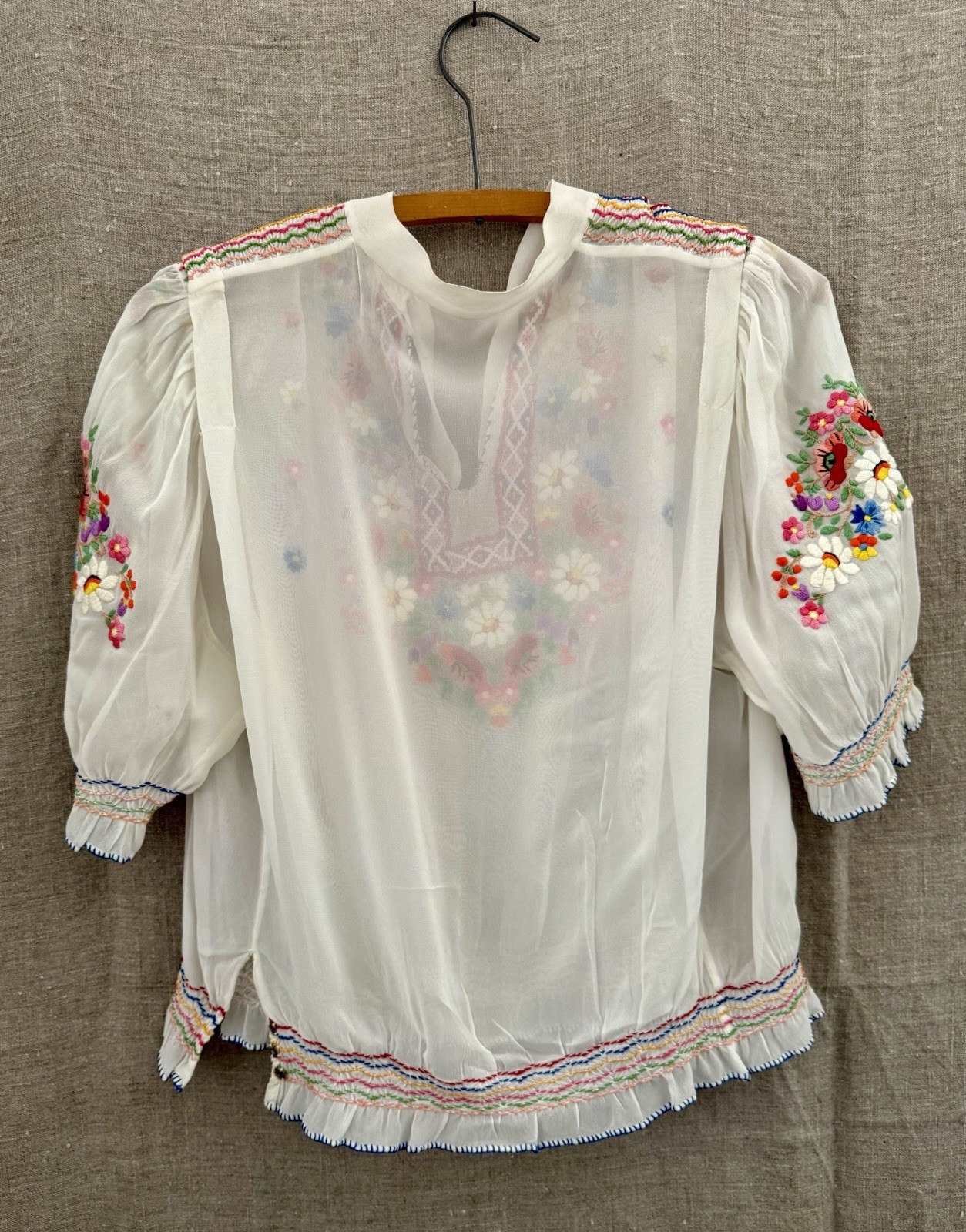 Vintage Hungarian Hand Embroidered Peasant Blouse… - image 10
