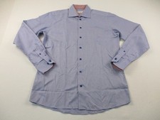 Eton Dress Shirt Mens Size 16 41 Blue Contemporary Fit Long Sleeve Preppy