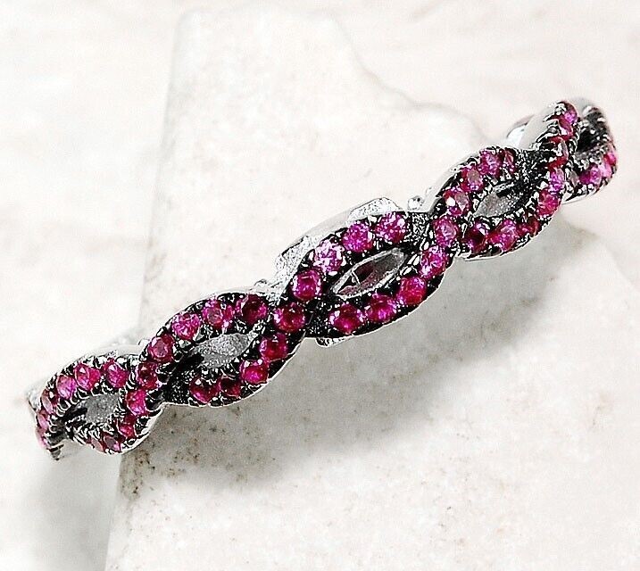 1CT Heat Treated Rubellite Tourmaline 925 Solid Sterling Silver Ring Sz 8 MP8