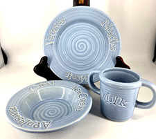 Wordware Portugal Blue Child Toddler 3-piece DISH SET Plate Bowl Cup