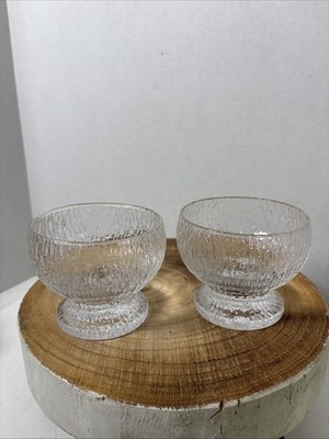 2 Iittala Kekkerit Glass Dessert Bowls Timo Sarpaneva MCM Scandinavian Design