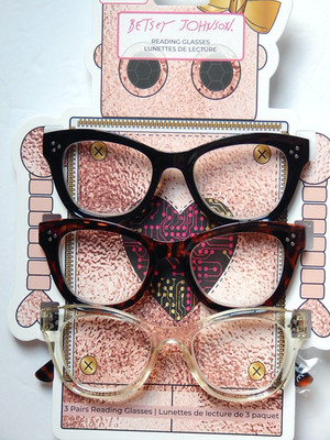 BETSEY JOHNSON 3 PACK READING GLASSES READERS +1.50+2.00+2.50+3.00 MULTI CLR NEW