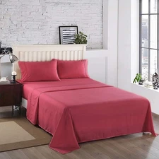 JML Full 4-Piece Bed Sheet Set, 3000TC Microfiber, Deep Pocket, Burgundy