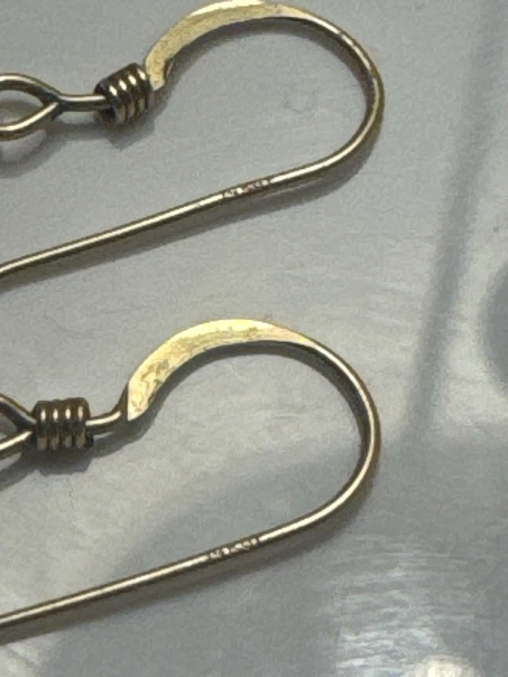 14K Gold Filled Filigree Heart Earrings w/ Purple Stone Dangle Drop 1.6g - Image 2 of 4