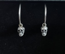 Rare Fou Jewellery Sterling Silver 3D Skull Hoop Earrings