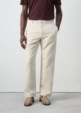 NEW MANGO Regular-fit cotton-linen-blend pants ECRU SIZE 34/EUR 44/100%AUTHENTIC