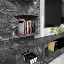 Silver Black Marble Contact Paper for Countertops Peel and Stick Wallpaper De...
